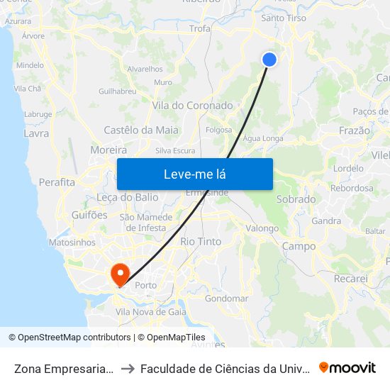 Zona Empresarial da Ermida to Faculdade de Ciências da Universidade do Porto map