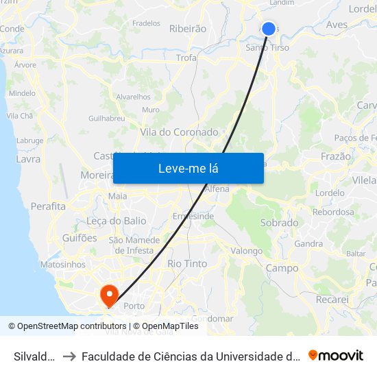 Silvalde 1 to Faculdade de Ciências da Universidade do Porto map