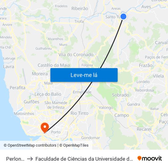 Perlonga to Faculdade de Ciências da Universidade do Porto map