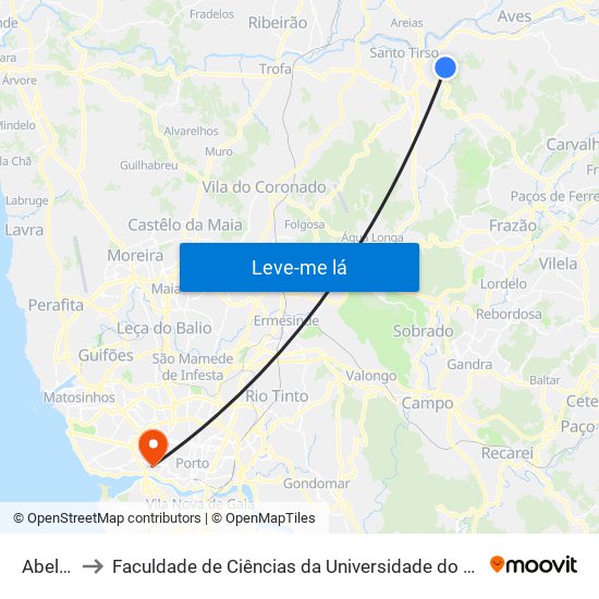 Abelha to Faculdade de Ciências da Universidade do Porto map