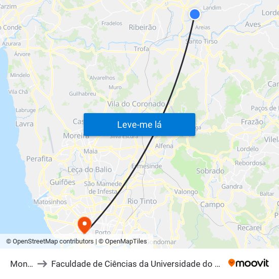 Monte to Faculdade de Ciências da Universidade do Porto map
