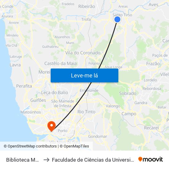 Biblioteca Municipal to Faculdade de Ciências da Universidade do Porto map