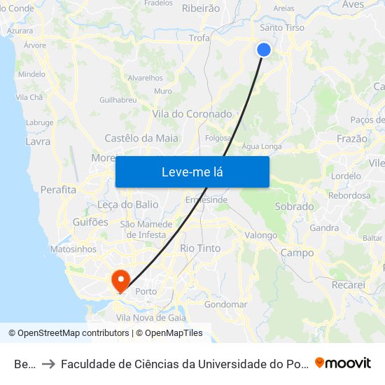 Bela to Faculdade de Ciências da Universidade do Porto map