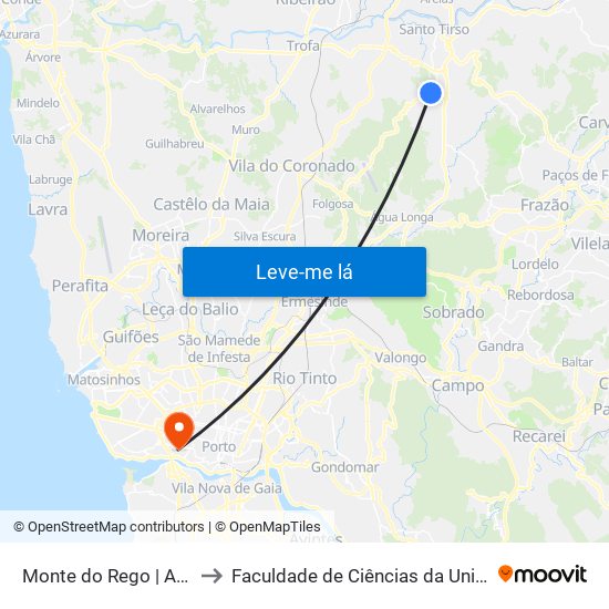 Monte do Rego | A. Figueiredo 2 to Faculdade de Ciências da Universidade do Porto map