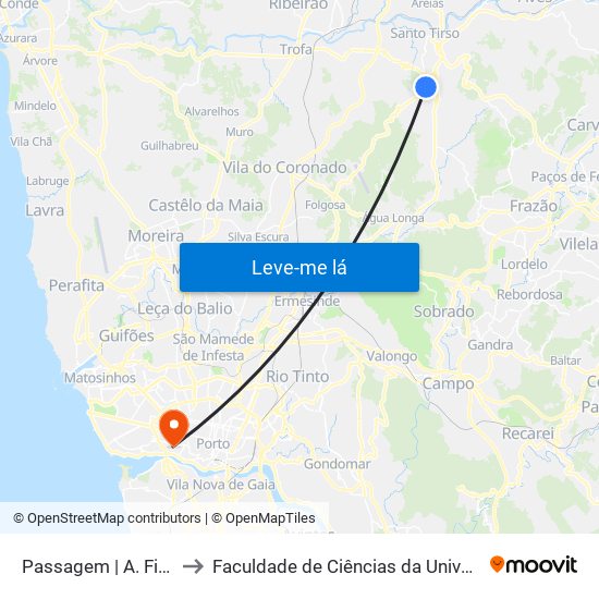 Passagem | A. Figueiredo 1 to Faculdade de Ciências da Universidade do Porto map