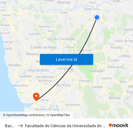 Bacelo to Faculdade de Ciências da Universidade do Porto map