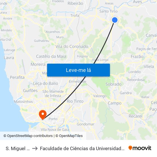 S. Miguel (JF) to Faculdade de Ciências da Universidade do Porto map