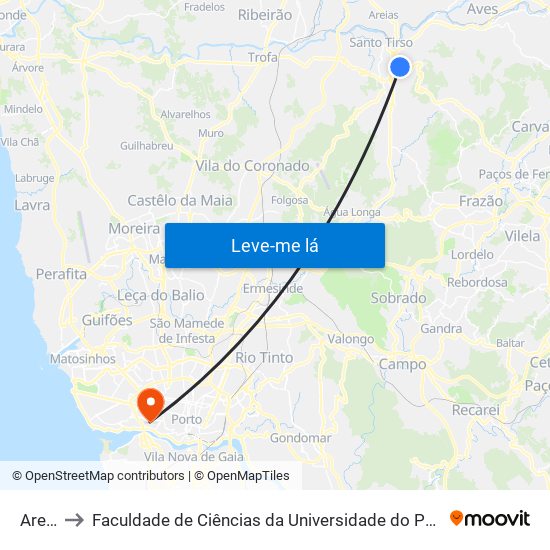 Areal to Faculdade de Ciências da Universidade do Porto map