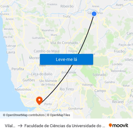 Vilalva to Faculdade de Ciências da Universidade do Porto map