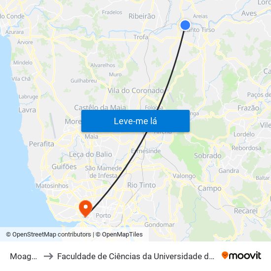 Moagem to Faculdade de Ciências da Universidade do Porto map