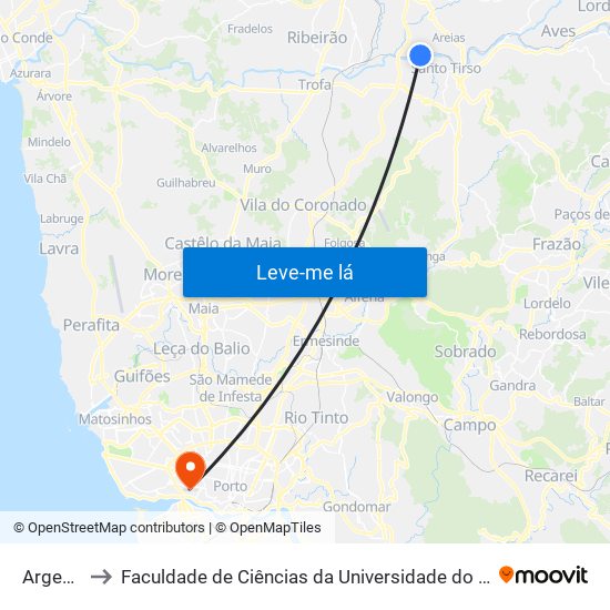 Argemil to Faculdade de Ciências da Universidade do Porto map