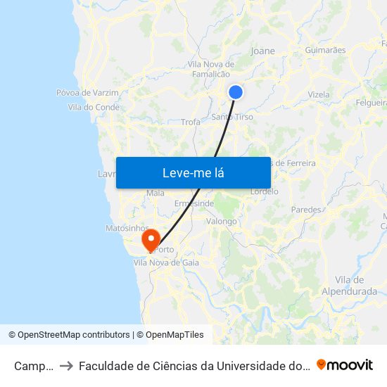 Campas to Faculdade de Ciências da Universidade do Porto map