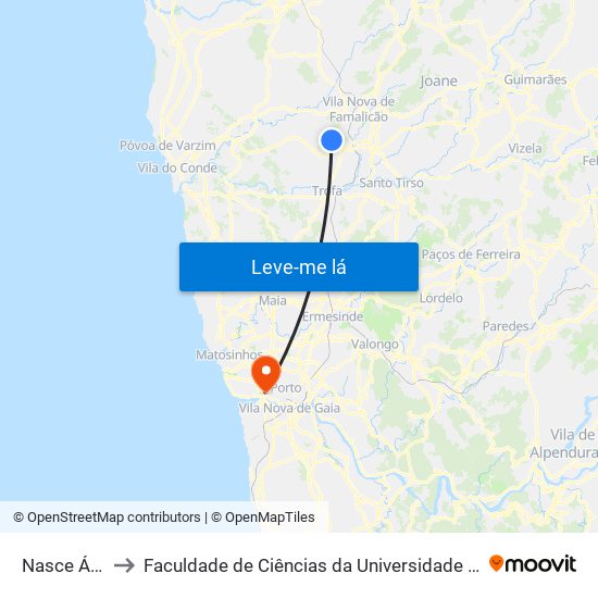 Nasce Água to Faculdade de Ciências da Universidade do Porto map