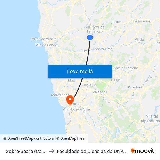 Sobre-Seara (Cano Grande) to Faculdade de Ciências da Universidade do Porto map