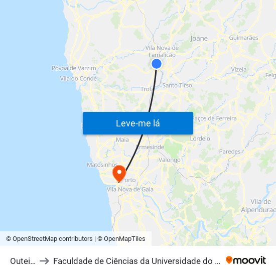 Outeiro (Escola) to Faculdade de Ciências da Universidade do Porto map