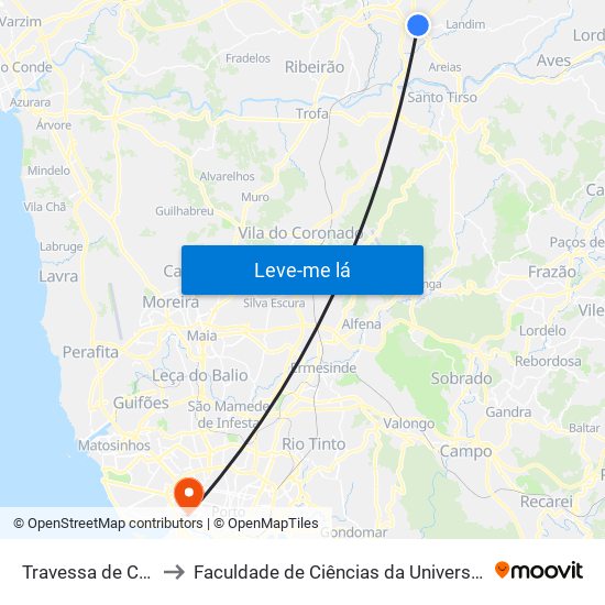 Travessa de Cambães to Faculdade de Ciências da Universidade do Porto map