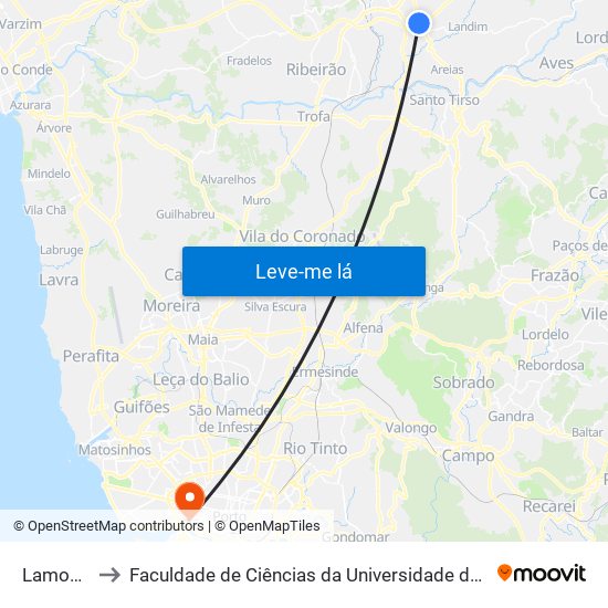 Lamosas to Faculdade de Ciências da Universidade do Porto map