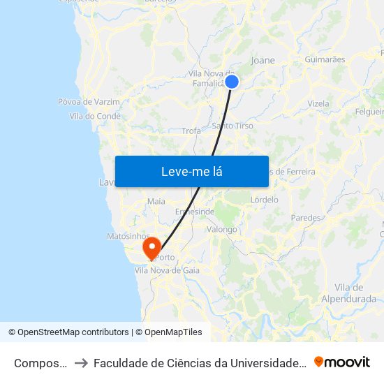 Compostela to Faculdade de Ciências da Universidade do Porto map