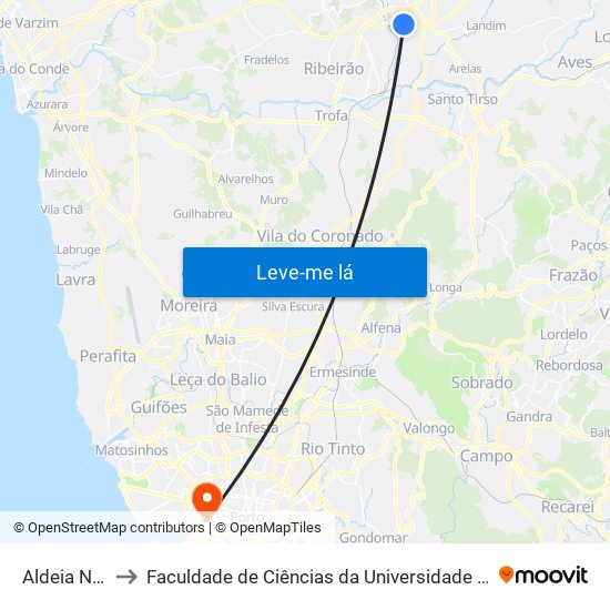 Aldeia Nova to Faculdade de Ciências da Universidade do Porto map