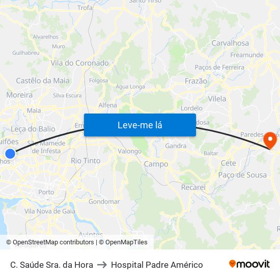 C. Saúde Sra. da Hora to Hospital Padre Américo map