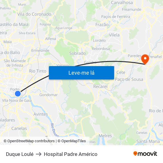 Duque Loulé to Hospital Padre Américo map