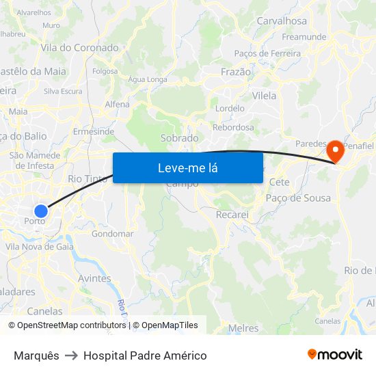 Marquês to Hospital Padre Américo map