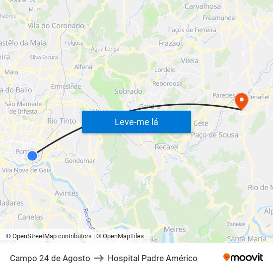 Campo 24 de Agosto to Hospital Padre Américo map