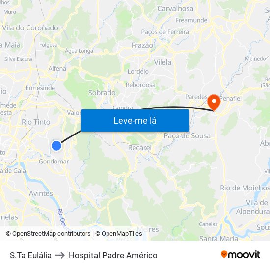 S.Ta Eulália to Hospital Padre Américo map