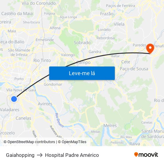 Gaiahopping to Hospital Padre Américo map