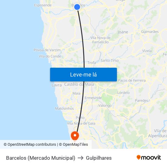 Barcelos (Mercado Municipal) to Gulpilhares map