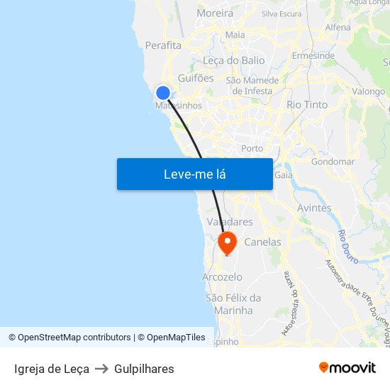 Igreja de Leça to Gulpilhares map