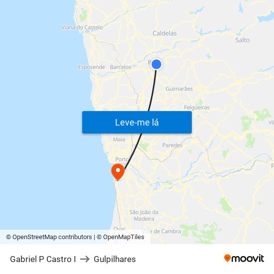 Gabriel P Castro I to Gulpilhares map