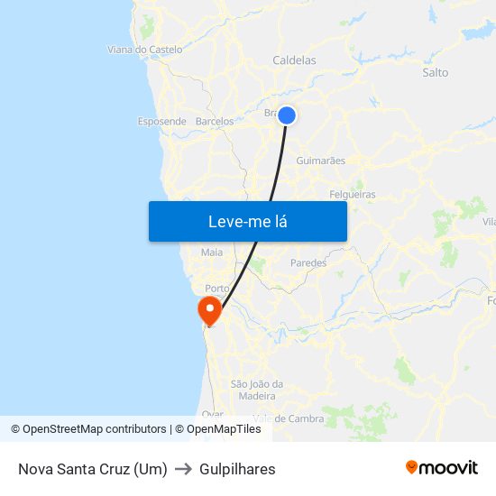 Nova Santa Cruz (Um) to Gulpilhares map