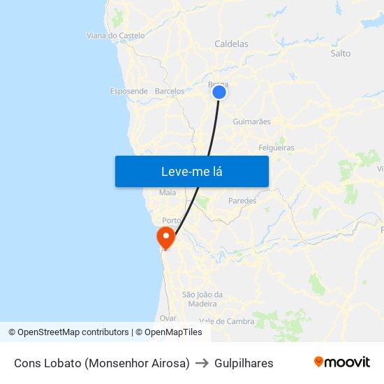 Cons Lobato (Monsenhor Airosa) to Gulpilhares map