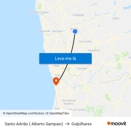 Santo Adrião ( Alberto Sampaio) to Gulpilhares map