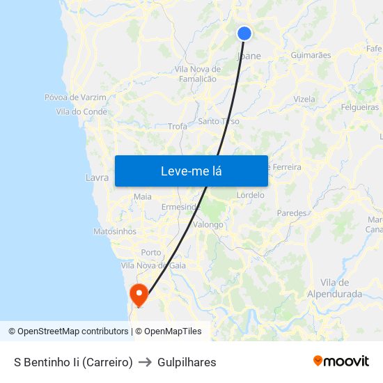 S Bentinho Ii (Carreiro) to Gulpilhares map