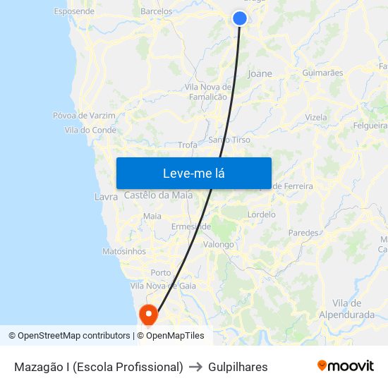 Mazagão I (Escola Profissional) to Gulpilhares map