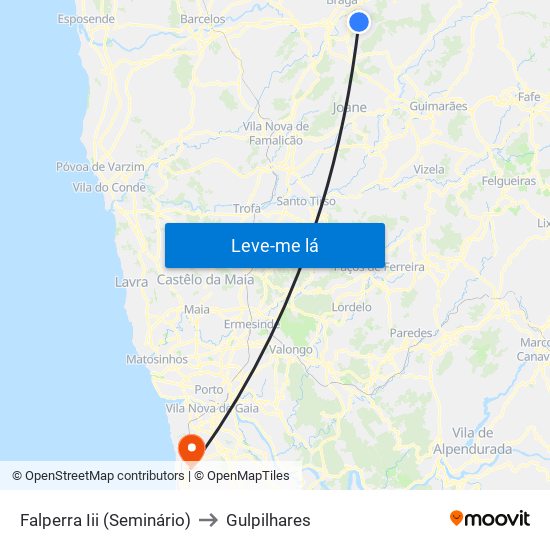 Falperra Iii (Seminário) to Gulpilhares map