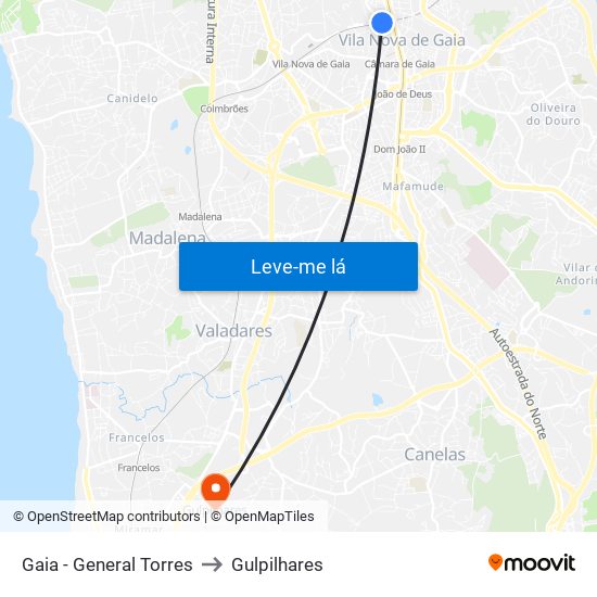 Gaia - General Torres to Gulpilhares map