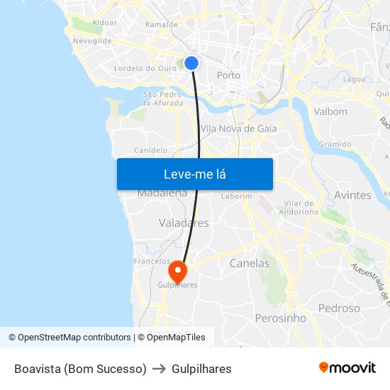 Boavista (Bom Sucesso) to Gulpilhares map