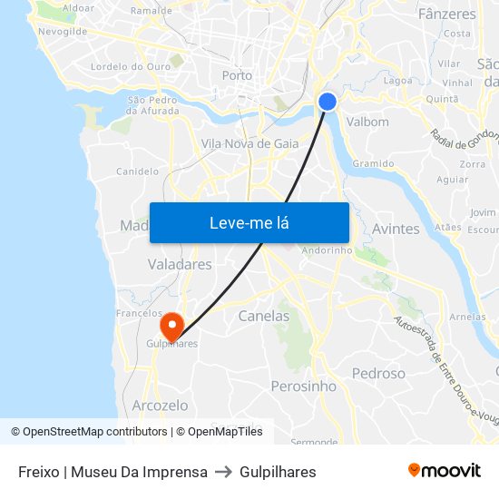 Freixo | Museu Da Imprensa to Gulpilhares map