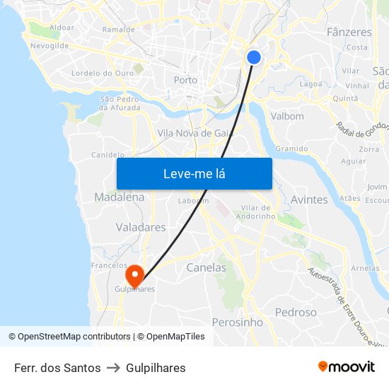 Ferr. dos Santos to Gulpilhares map