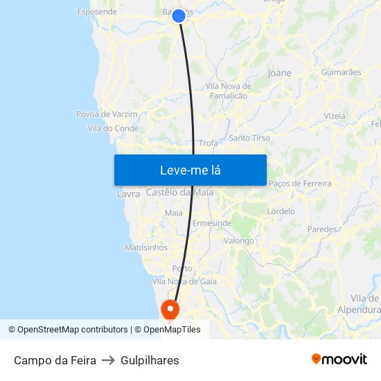 Campo da Feira to Gulpilhares map