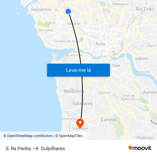 S. Ra Penha to Gulpilhares map