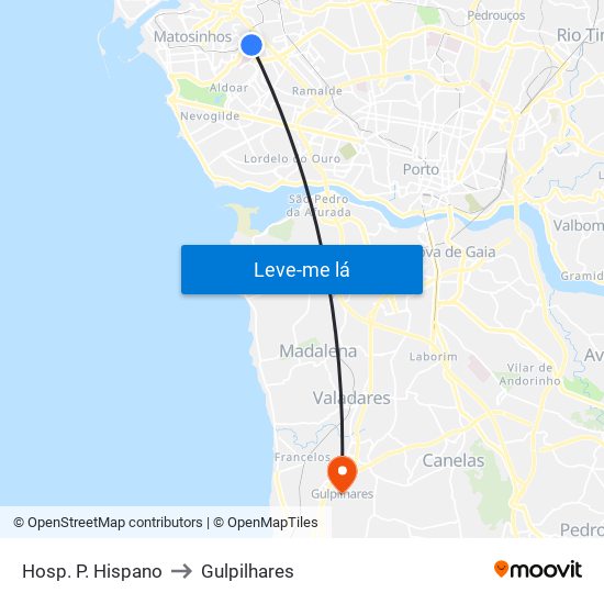 Hosp. P. Hispano to Gulpilhares map