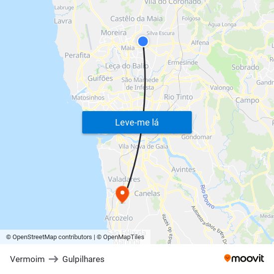 Vermoim to Gulpilhares map