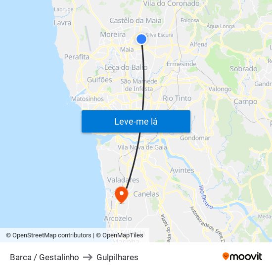 Barca / Gestalinho to Gulpilhares map