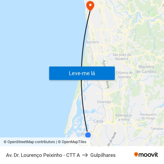 Av. Dr. Lourenço Peixinho - CTT A to Gulpilhares map