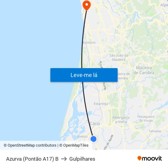 Azurva (Pontão A17) B to Gulpilhares map