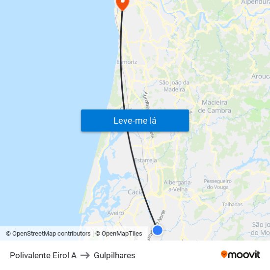 Polivalente Eirol A to Gulpilhares map